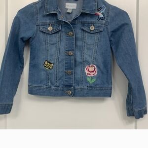 Place Light Blue Denim Jacket with Floral and Bee Patches
